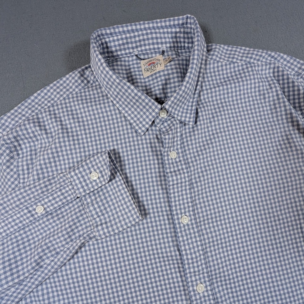 Faherty Button Down Shirt Mens Size XL Blue White Gingham MWS2065